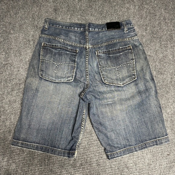Satin Denim Men's Size 34 Blue Wash Jean Shorts Cargo Casual - Picture 3 of 7